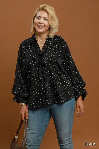 Matte Satin Polka Dot Top