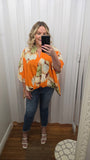 Orange Floral Flow Top