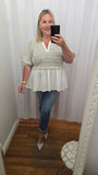 Tweed & Poplin Twofer Top in Black and White