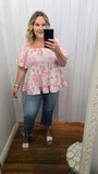 Pink Print Tiered Top