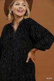 Patterned Velvet Tiered Dress in Black