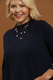 Contrast Trim Soft Sweater in Navy