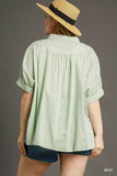 Stripe Button Up Cotton Top in Green