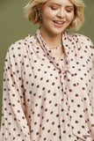 Brown Polka Dot Top with V Neck