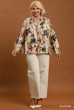 Warm Mixed Floral Button Up Top