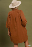 Corduroy Contrast Stitch Dress in Camel