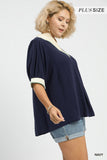 Contrast Block Linen Cotton Top