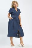 Pinstripe Denim Smocked Waist Dress