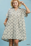 Black Print Cotton Shirt Dress