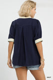 Contrast Block Linen Cotton Top