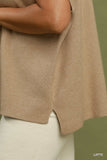 Mock Neck Short Sleeve Sweater in Latte