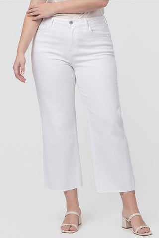 White Wide Leg Crop Denim