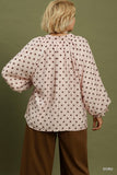 Brown Polka Dot Top with V Neck