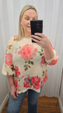 Mesh Cream Floral Top