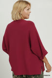 Mock Neck Dolman Sleeve Sweater in Crimson