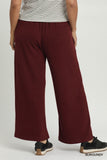 Textured Wide Leg Pant in Merlot