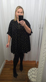 Metallic Dot Tiered Dress in Black