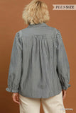 Charcoal Stripe Button Down Cotton Top