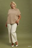 Mock Neck Short Sleeve Sweater in Latte
