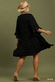 Metallic Dot Tiered Dress in Black