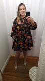 Black Floral LS Dress