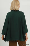 Collared V Neck Top with Scallop Hem in Green