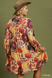 Floral Smocked Yoke Button Up Dress in Ecru