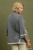 Mock Neck Contrast Trim Sweater in Grey
