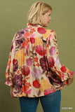 Mixed Floral Button Up Top in Ecru