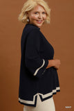 Contrast Trim Soft Sweater in Navy