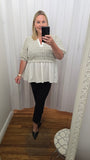 Tweed & Poplin Twofer Top in Black and White
