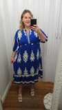 Cobalt Bloom Midi Dress
