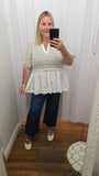 Tweed & Poplin Twofer Top in Black and White