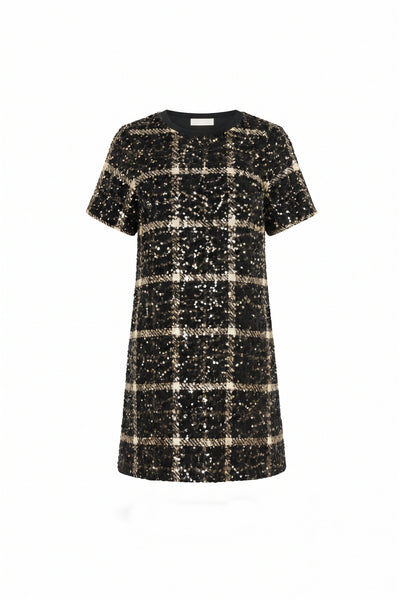 Shimmery Tweed Dress in Black