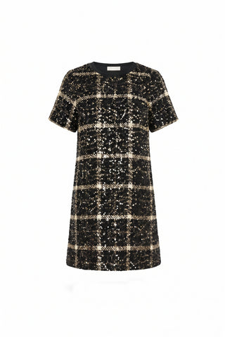 Shimmery Tweed Dress in Black