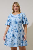 Light Blue Floral Flounce Dress