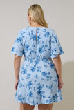 Light Blue Floral Flounce Dress