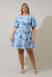 Light Blue Floral Flounce Dress