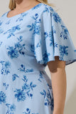 Light Blue Floral Flounce Dress