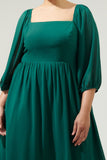 Emerald Green Chiffon Midi Dress