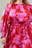 Vibrant Red & Fuschia Floral Dress