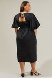 Solid Black Cotton Midi with Back Tie