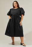 Solid Black Cotton Midi with Back Tie