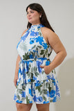 Blue Floral Halter Dress