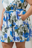 Blue Floral Halter Dress