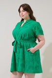 Green Cotton Palm Eyelet Dress