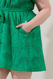 Green Cotton Palm Eyelet Dress