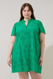 Green Cotton Palm Eyelet Dress