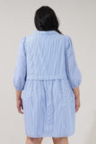 Blue & White Stripe Cotton Buttoned Dress