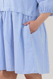 Blue & White Stripe Cotton Buttoned Dress